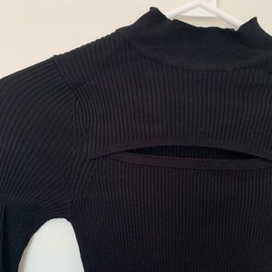 Revamped XS Ribbed Black Long Sleeve Top